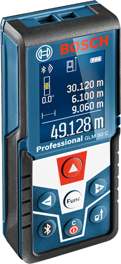帶有數字顯示的BoschGLM 50 C 雷射測量儀。.