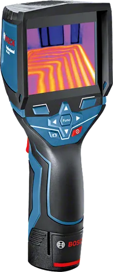 Bosch GTC 400 C thermal imaging camera detects heat patterns.