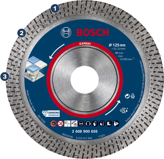Bosch角磨機用鑽石瓷磚切割片。
