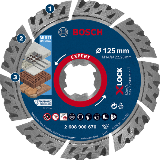 Bosch X-Lock 多用途鑽石切割片。