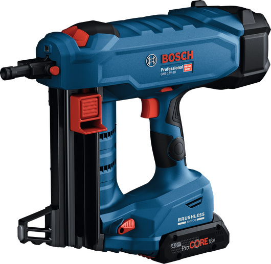 BoschGNB 18V-38 無線釘槍，配備 ProCORE18V 電池。