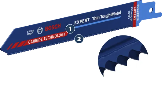 Bosch Thin Tough 金屬鋸片，採用硬質合金齒。