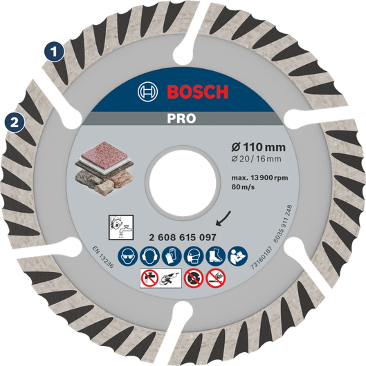 Bosch石材鑽石切割片 110 毫米，用於切割石材。