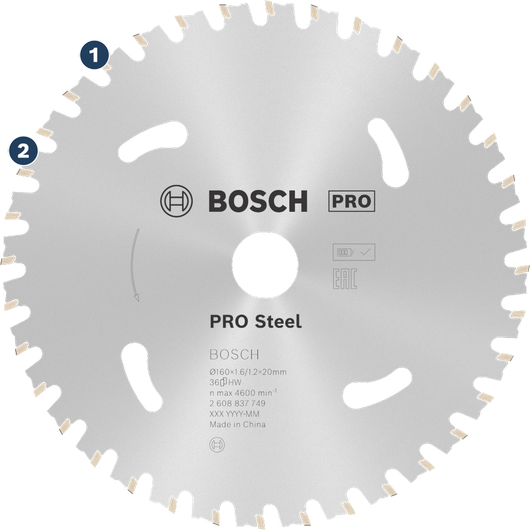 Bosch鋼製圓鋸片，用於切割金屬。