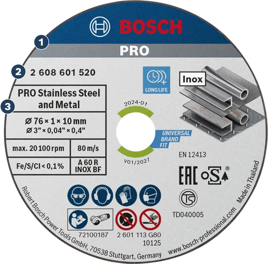 Bosch不銹鋼和金屬切割片 76x1x10mm。