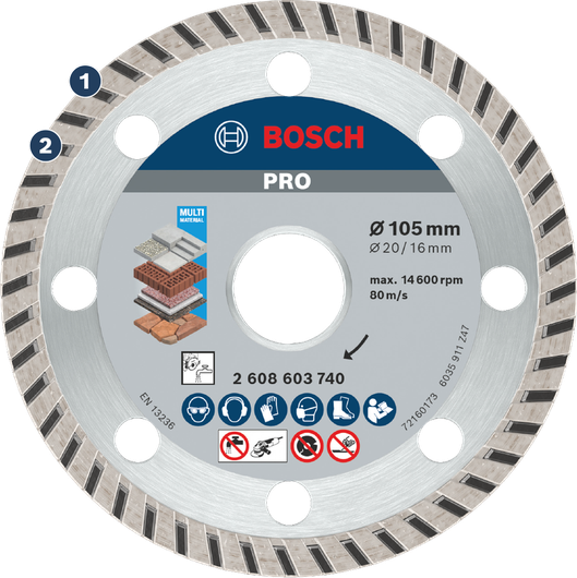 Bosch多用途鑽石切割片 105 mm。