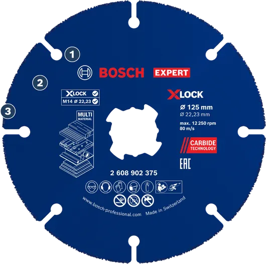 Bosch X-LOCK 125mm 硬質合金多用途切割片。