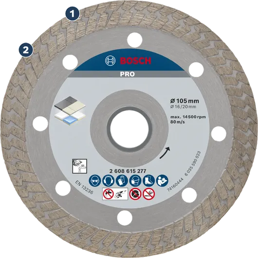 Bosch硬質陶瓷鑽石切割片 105 mm。