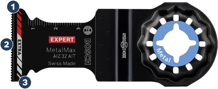 Bosch AIZ 32 AIT 星形鎖定金屬切割刀片。