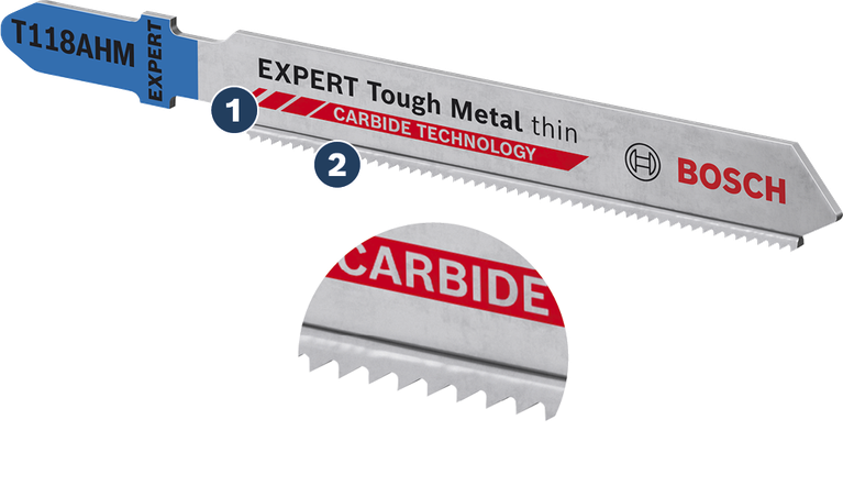 Bosch專業級硬金屬曲線鋸片，適用於薄金屬。