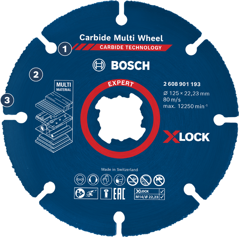 Bosch硬質合金多輪 X-LOCK 切割盤,適用於多種材質。