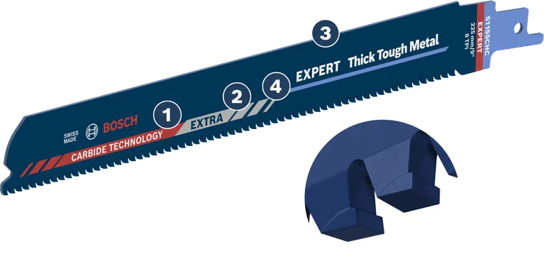 Bosch往復鋸片，適用於切割厚而堅硬的金屬。
