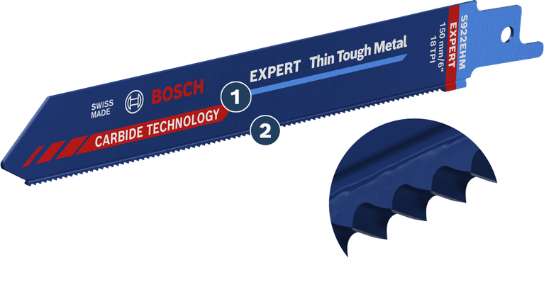 Bosch Thin Tough 金屬鋸片，採用硬質合金齒。