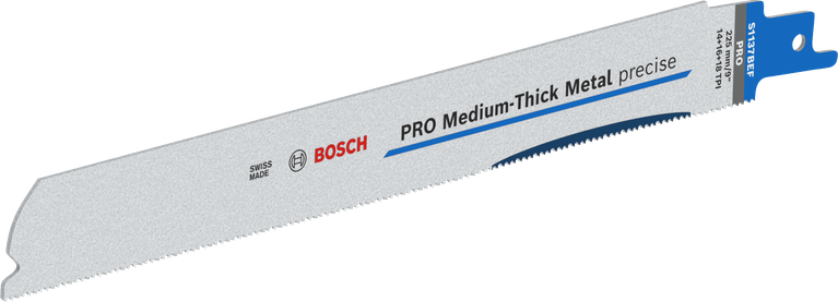 切削中壁金屬管材和型材,使用壽命長 Bosch PRO 中厚金屬精密往復鋸片。