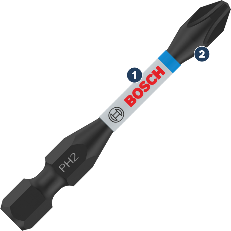 BoschPH2 螺絲起子頭，加強型扭轉區。