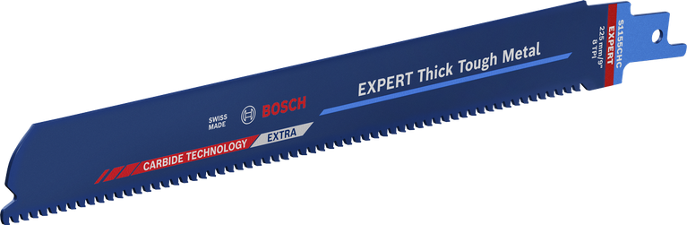 適用於切削硬厚金屬,使用壽命長 Bosch專家厚實堅韌的金屬碳化物往復鋸片。.