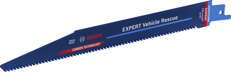 適用於切削現代汽車鋼鐵,使用壽命長 BoschEXPERT 車輛救援往復鋸片。