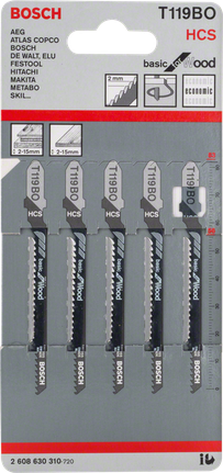 BoschT 119 BO 木工用曲線鋸片，波浪形齒。