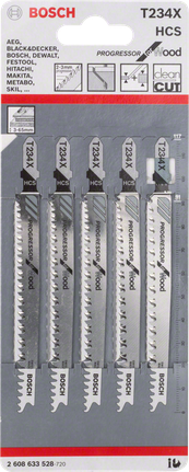 Bosch T 234 X 曲線鋸刀片 3/8 吋木材。.