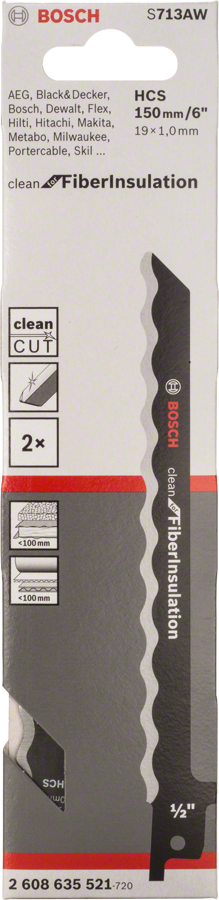Bosch曲線鋸片，適用於纖維絕緣材料。