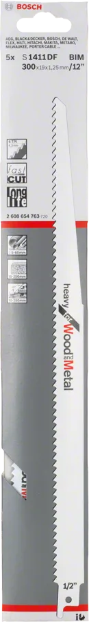 Bosch 1411 DF 往復鋸片，適用於木材和金屬。
