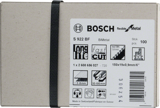 往返鋸專用鋸片 S 922 BF BoschS 922 BF 往復鋸片 6 吋 100 片裝。.