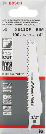 Bosch 511 DF 往復鋸片 4 吋木材金屬。.