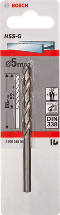 Bosch5mm HSS-G 金屬鑽頭 DIN 338.