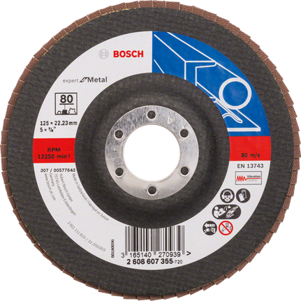 Bosch百葉輪 X551，適用於金屬，直徑 125 毫米，粒度 80。.