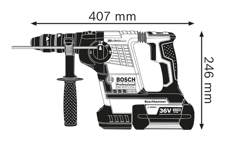 Cordless rotary hammer diagram.