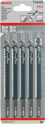 Bosch曲線鋸刀片 T 344 D 5 片裝.