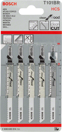 BoschT101BR 曲線鋸鋸片，用於清潔木材切割.