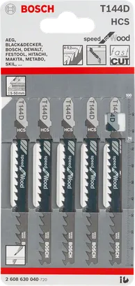 Bosch 144 D 型曲線鋸片，快速切割木材。