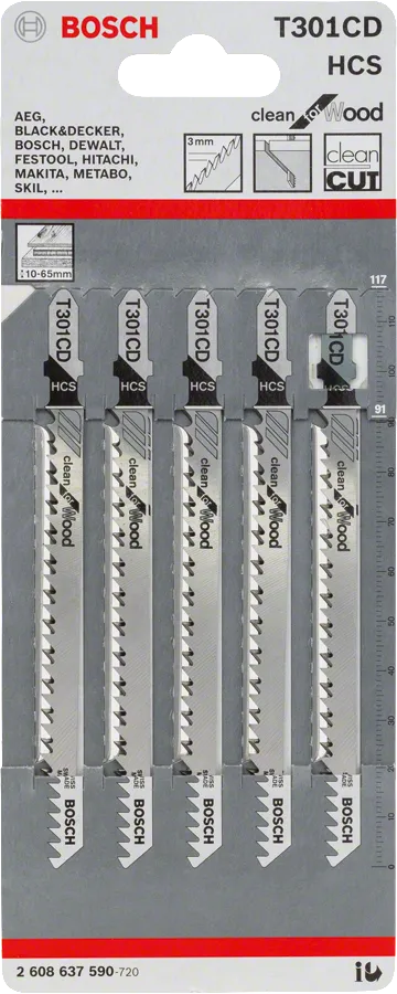 Bosch T 301 CD 曲線鋸刀片包。.