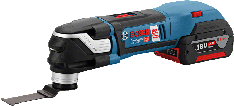 搭配 StarlockPlus 的Bosch GOP 18V-28 無線多功能工具。.