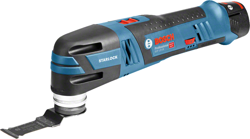 帶有 Starlock 刀片的Bosch GOP 12V-28 無線多功能工具。.