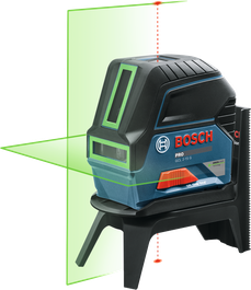 Bosch GCL 215 G laser leveling tool with green laser lines.