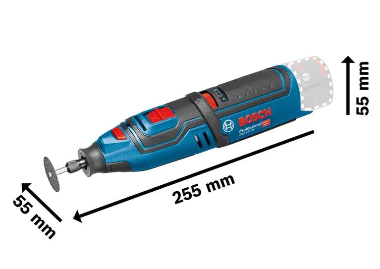 Bosch GRO 12V-35 cordless rotary tool for precision work.