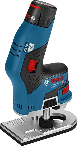 Bosch 12V-8 無線掌上修邊機，轉速 13000 轉/分鐘。