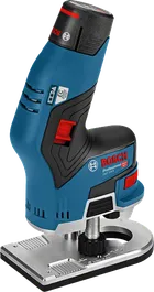 Bosch 12V-8 無線掌上修邊機，轉速 13000 轉/分鐘。