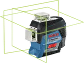 帶有綠線的BoschGLL 3-80 CG 雷射平整工具。.