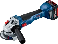 Bosch cordless angle grinder GWS 18V-10 with case and accessories.