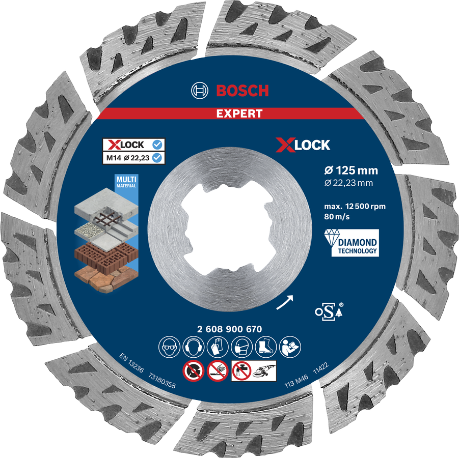 Bosch EXPERT MultiMaterial X-LOCK 鑽石切割片 125 mm。.
