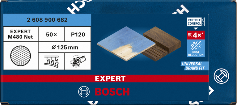 Bosch M480 砂網 125 毫米 P120 用於減少粉塵。