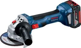 Bosch GWS 180-LI cordless angle grinder with 18V 5.0Ah battery.