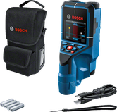 Bosch -Tect 200 C 牆壁掃描儀，配有外殼和配件。