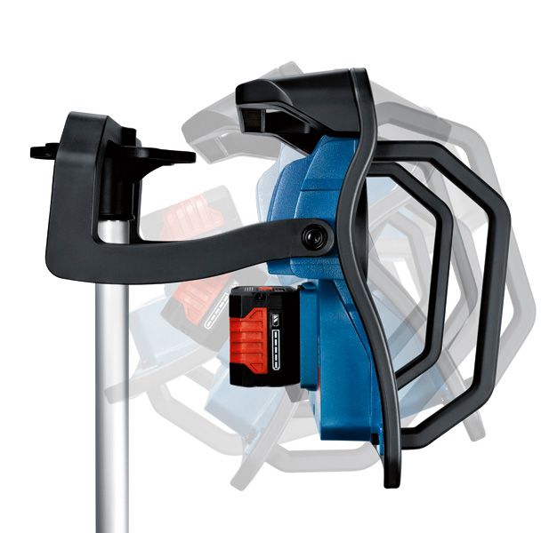 BoschGLI 18V-10000 C 工作燈位於三腳架上，頭部可調整。.