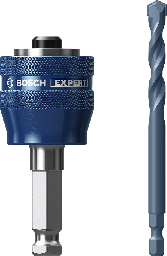 Bosch EXPERT Power Change Plus 孔鋸心軸和 TCT 鑽頭。.