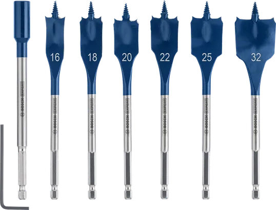 超耐久木工用快速扁平鑽頭套組 Bosch Self Cut Speed 鏟形鑽頭套裝 7 件套.