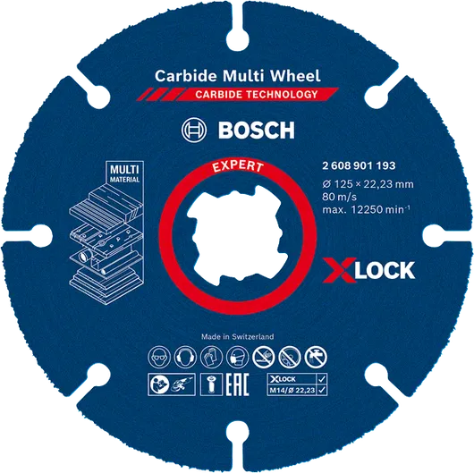 超耐久鎢鋼多功能切片切削砂輪片 Bosch EXPERT 多材料硬質合金切割盤 X-Lock。